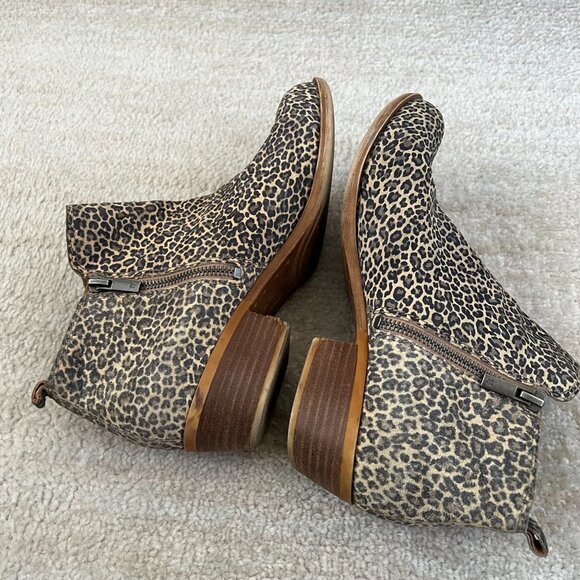 Lucky Brand Basel Animal Print Chunky Heel Ankle Boots Booties Shoes 9.5 - Picture 6 of 11